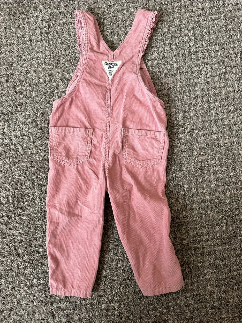 OshKosh B'gosh Dusty Pink Corduroy Overalls with Lace Trim